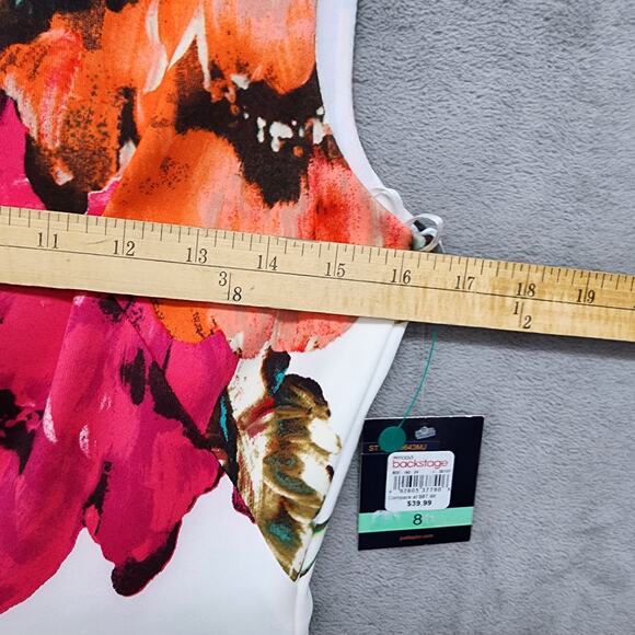 Just Taylor Floral Dress Women 8 NWT Pleated Pockets Gold Zipper Party Flawed - Picture 11 of 14